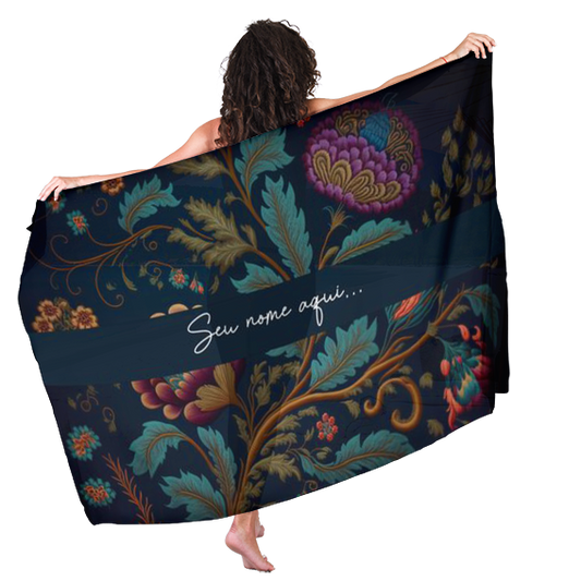 Canga de Praia Floral 65 De Madrinha Personalizada com Nome