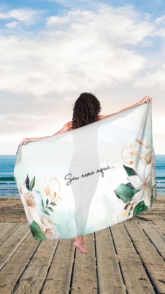 Canga de Praia Floral 19 Personalizada com Nome