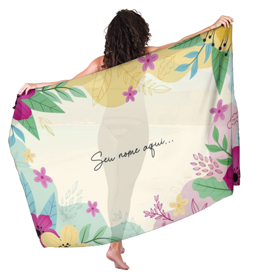 Canga de Praia Floral 50 Personalizada com Nome