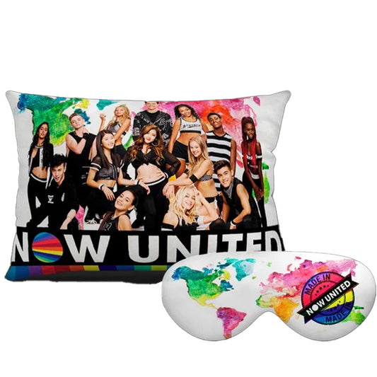 Kit Now United personalizado: almofada retangular e máscara de dormir, estampa colorido.
