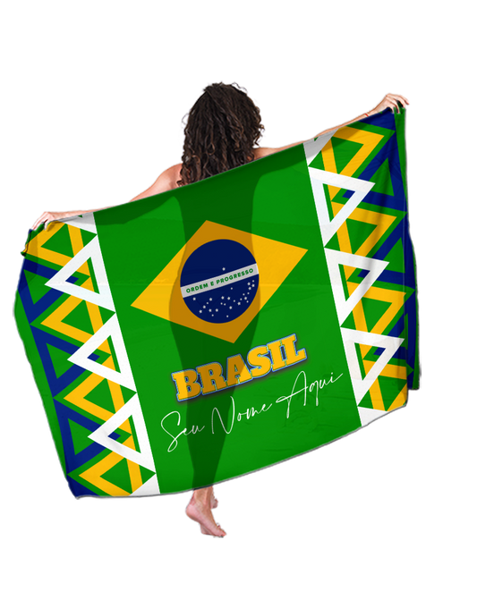Canga de Praia De Brasil Tecido E 16 Personalizada com Nome