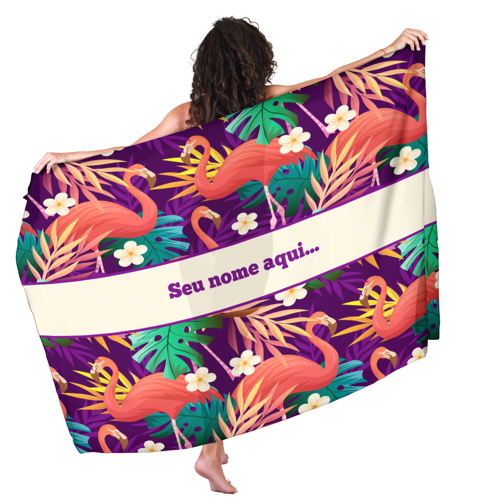 Canga de Praia Folhagem 55 Ideal Personalizada com Nome
