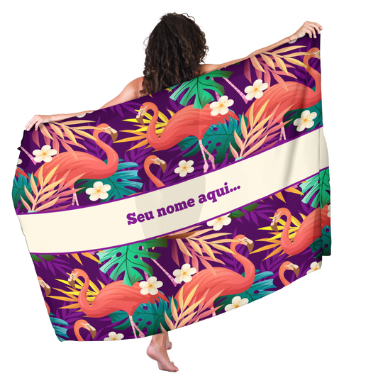 Canga de Praia Folhagem 55 Ideal Personalizada com Nome