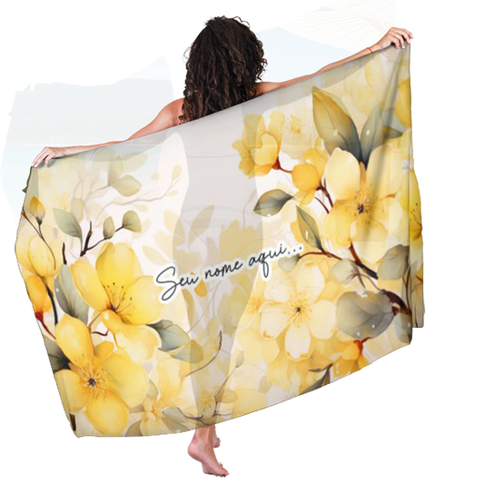 Canga de Praia Floral 60 Personalizada com Nome