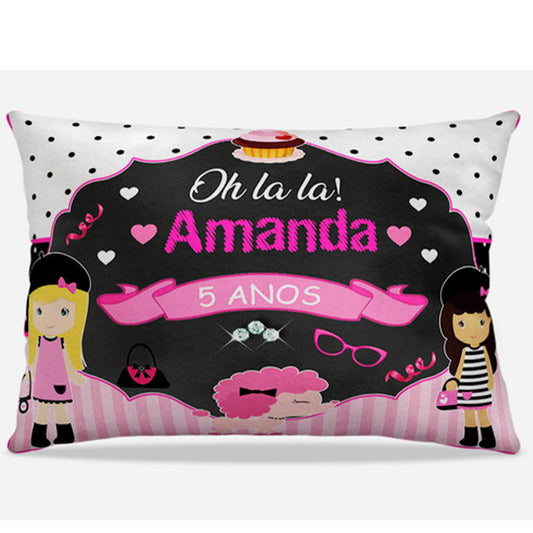Almofada personalizada Retangular: Paris Rosa com Torre Eiffel