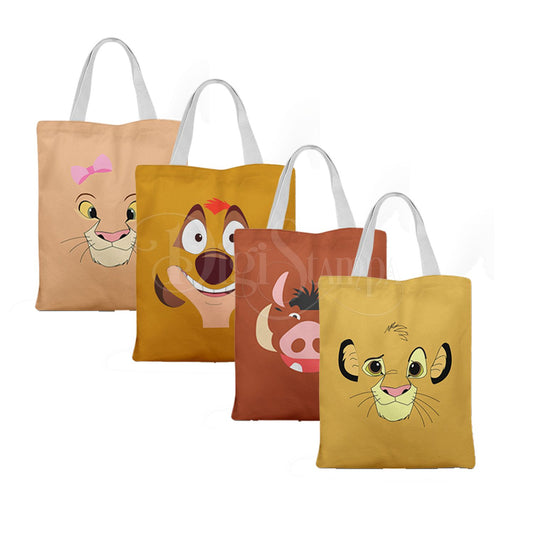Ecobag personalizada Rei Leão: colorida com rostos, com alças.