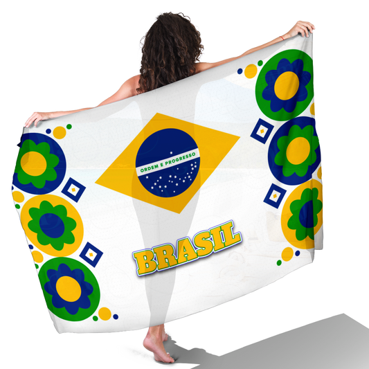 Canga de Praia Feminina Brasil 19 Personalizada com Nome