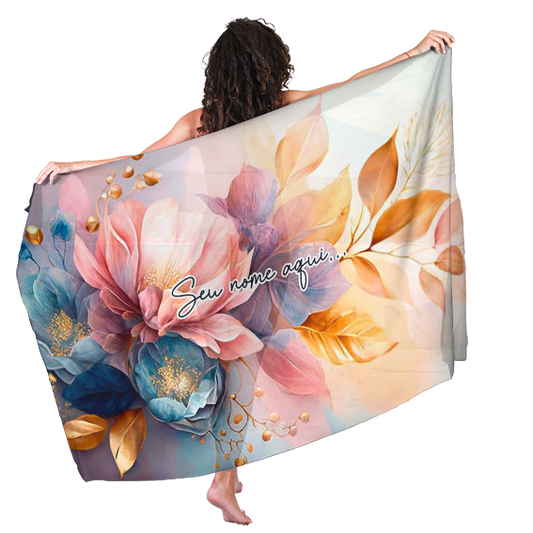 Canga de Praia Floral 14 As Amigas Personalizada com Nome