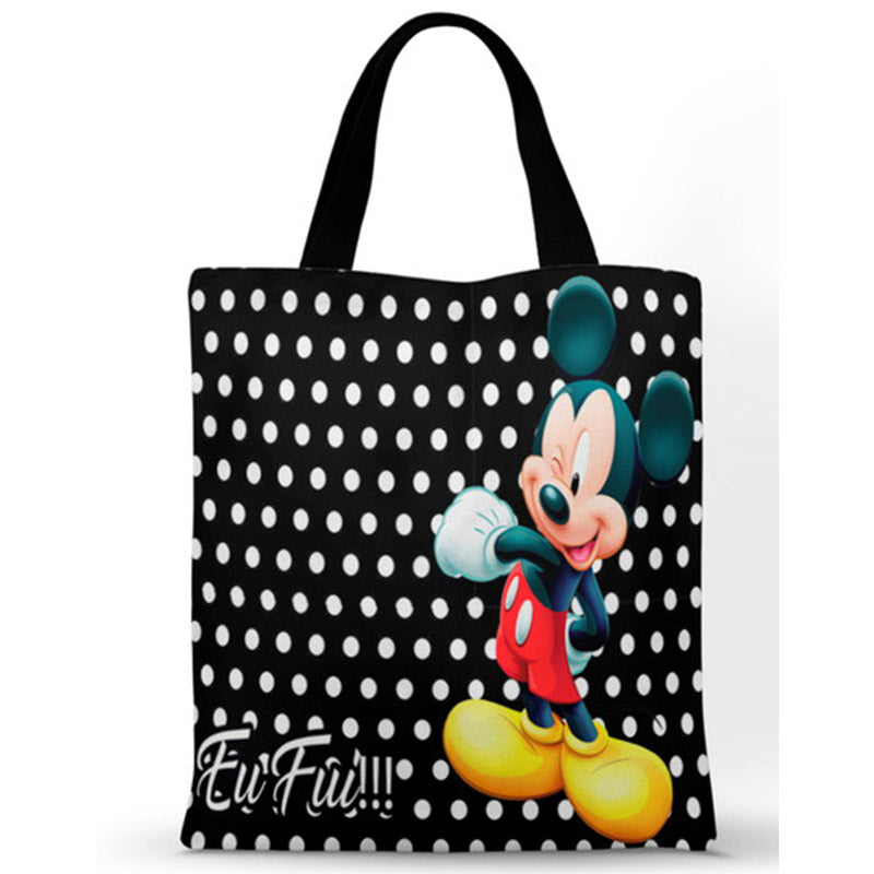 Ecobag personalizada Mickey Mouse: preta com poás brancos, com alças.