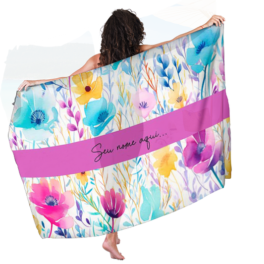 Canga de Praia Floral 30 As Amigas Personalizada com Nome