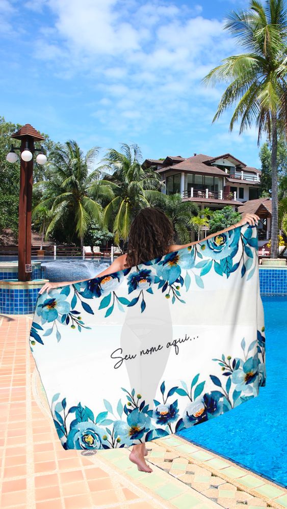 Canga de Praia Floral 25 Personalizada com Nome