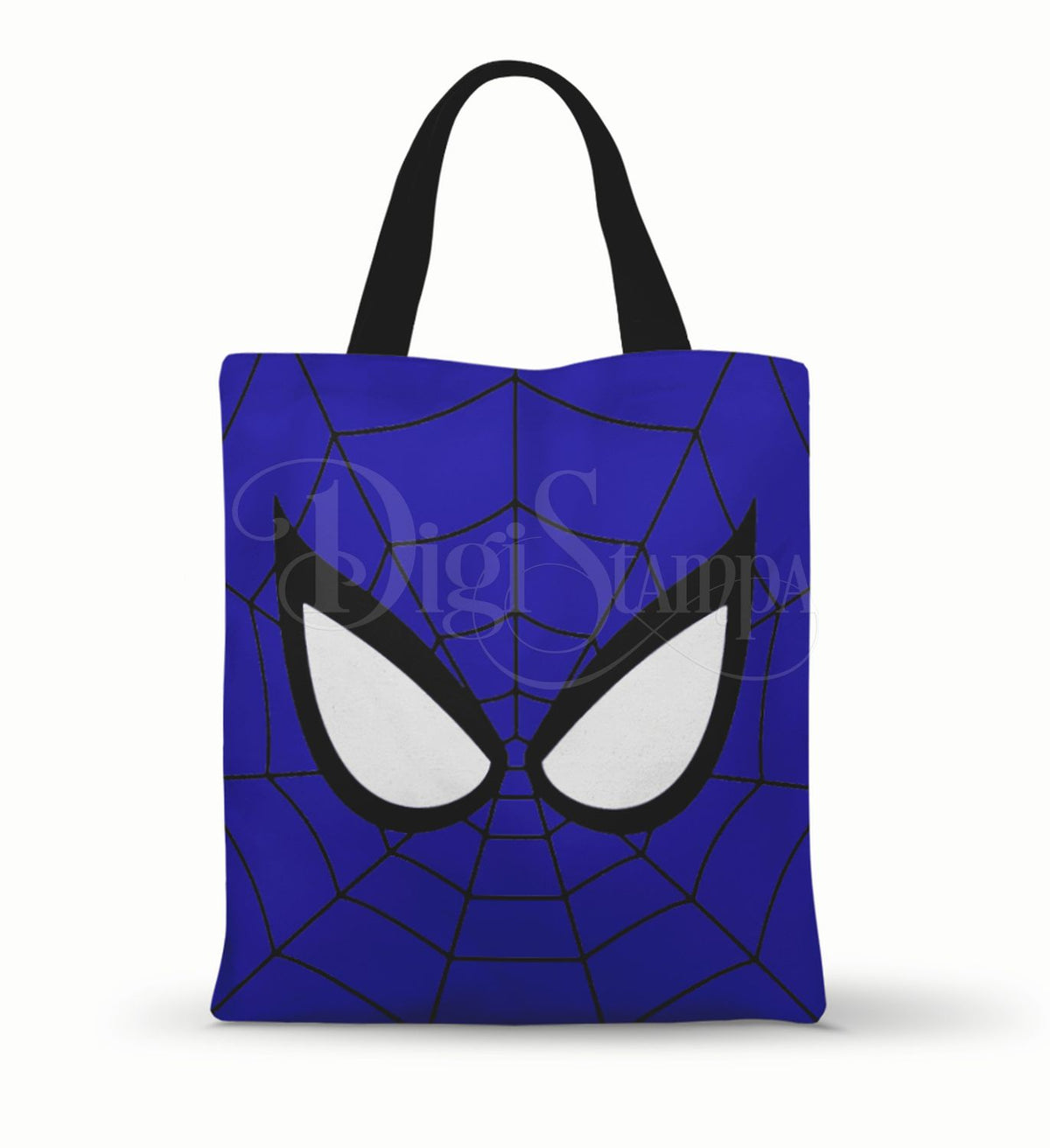 Ecobag personalizada Homem-Aranha: roxa com teias, com alças.