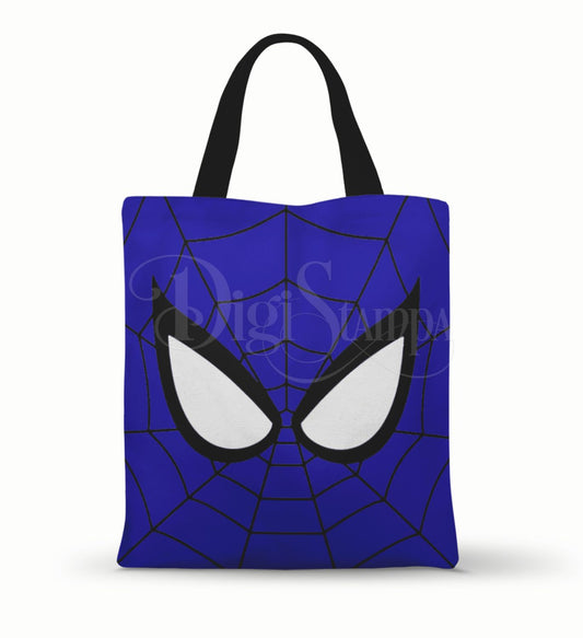 Ecobag personalizada Homem-Aranha: roxa com teias, com alças.