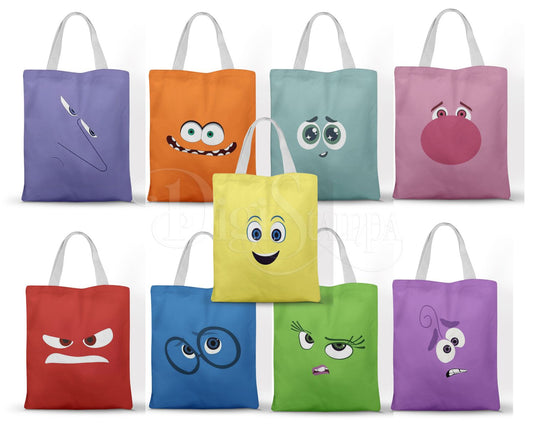 Ecobag personalizada Divertidamente: rostos coloridos, com alças.