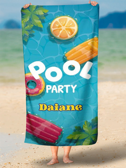 Toalha de Lindo Festa Na Piscina Com Nome Personalizada
