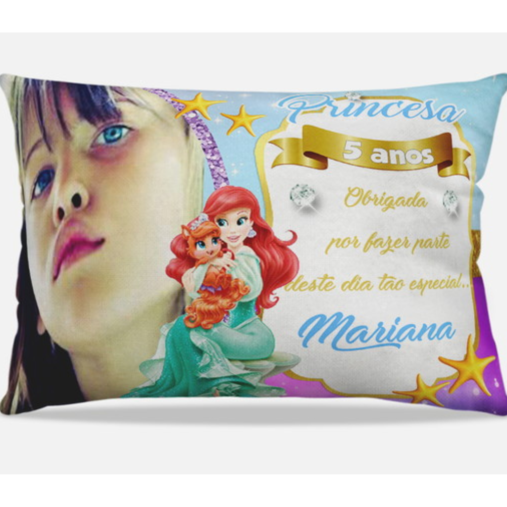 Almofada personalizada Retangular: Ariel com Foto e Estrelas Amarelas