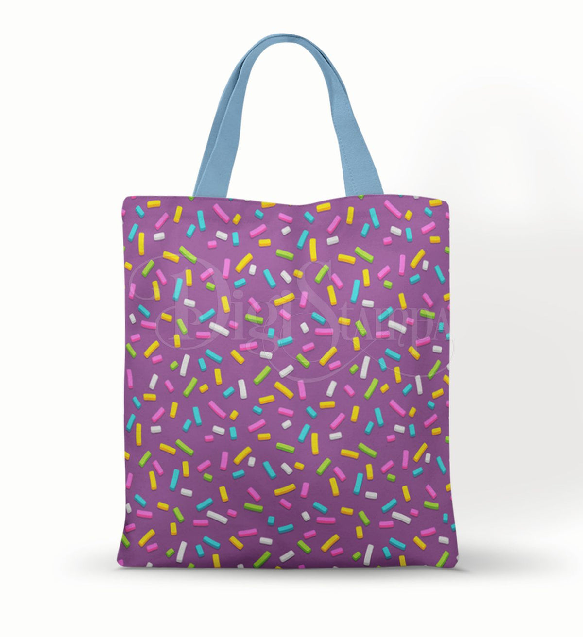 Ecobag personalizada Confeitaria: roxa com granulados, com alças.