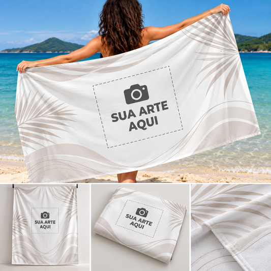 Canga de Praia Sua Arte Exclusiva com Imagem ou Logo Personalizada