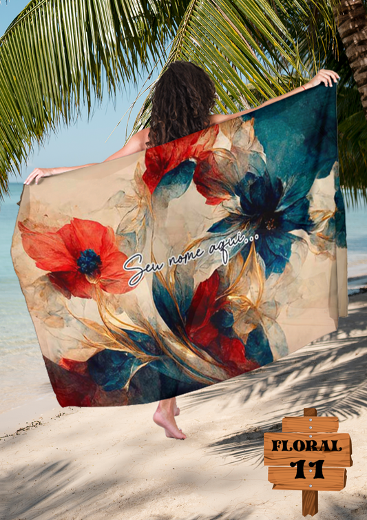 Canga Floral Personalizamos com nome 90x135cm FLORAL11