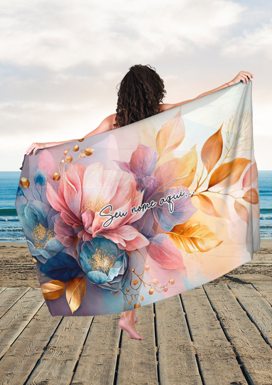 Canga Floral Personalizamos com nome 90x135cm FLORAL14