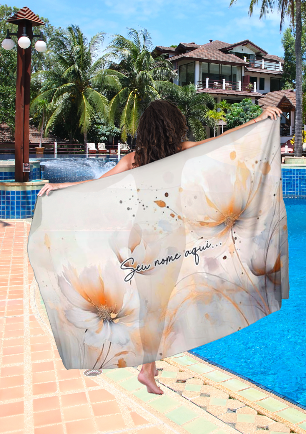 Canga Floral Personalizamos com nome 90x135cm FLORAL15