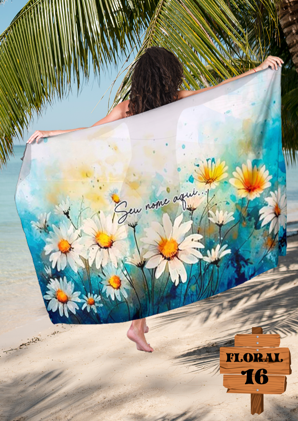 Canga Floral Personalizamos com nome 90x135cm FLORAL16