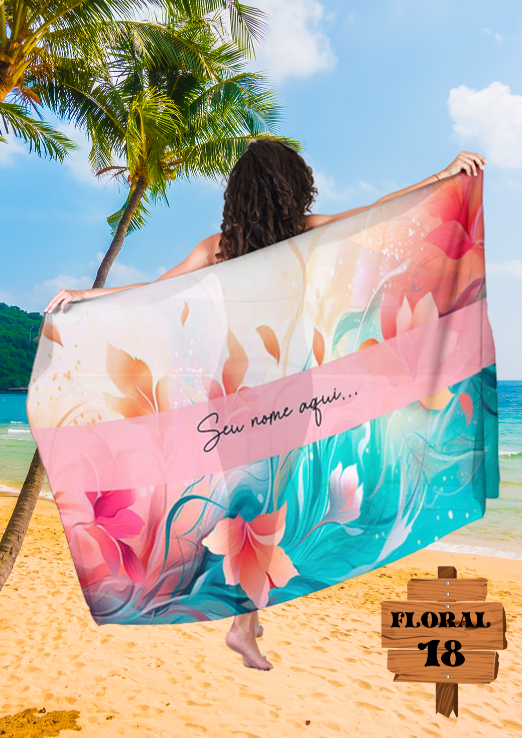 Canga Floral Personalizamos com nome 90x135cm FLORAL18