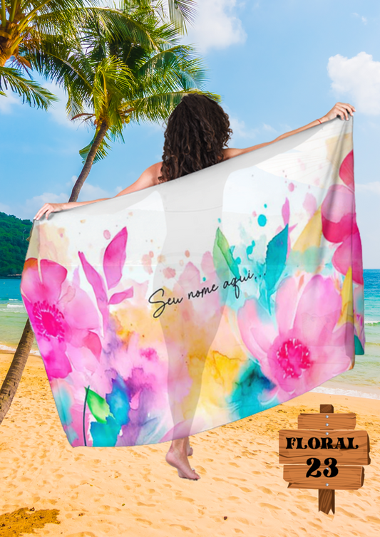 Canga Floral Personalizamos com nome 90x135cm FLORAL23