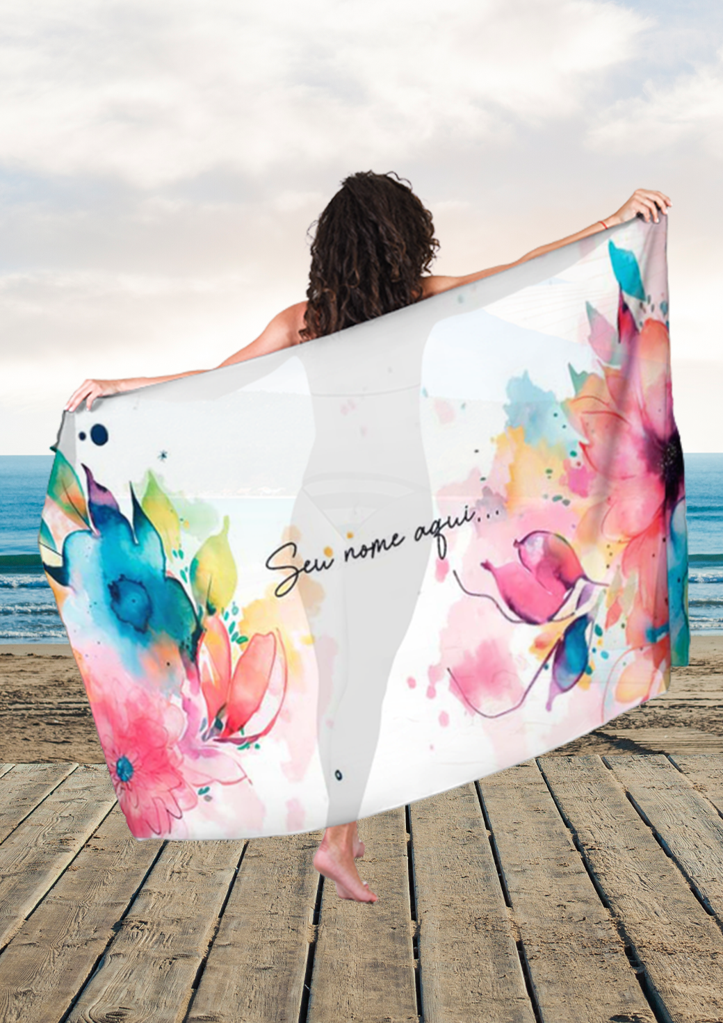 Canga Floral Personalizamos com nome 90x135cm FLORAL24