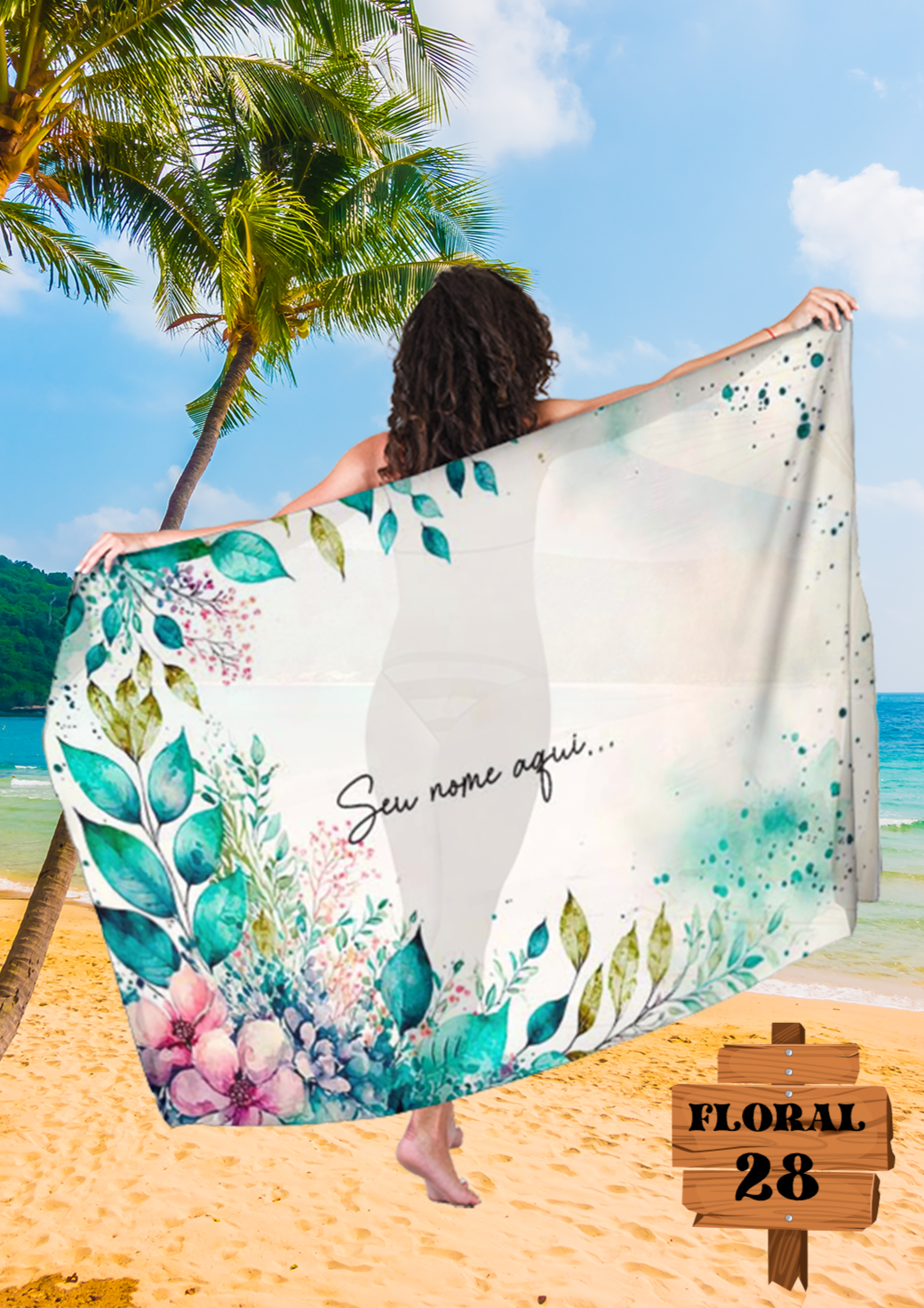 Canga Floral Personalizamos com nome 90x135cm FLORAL28