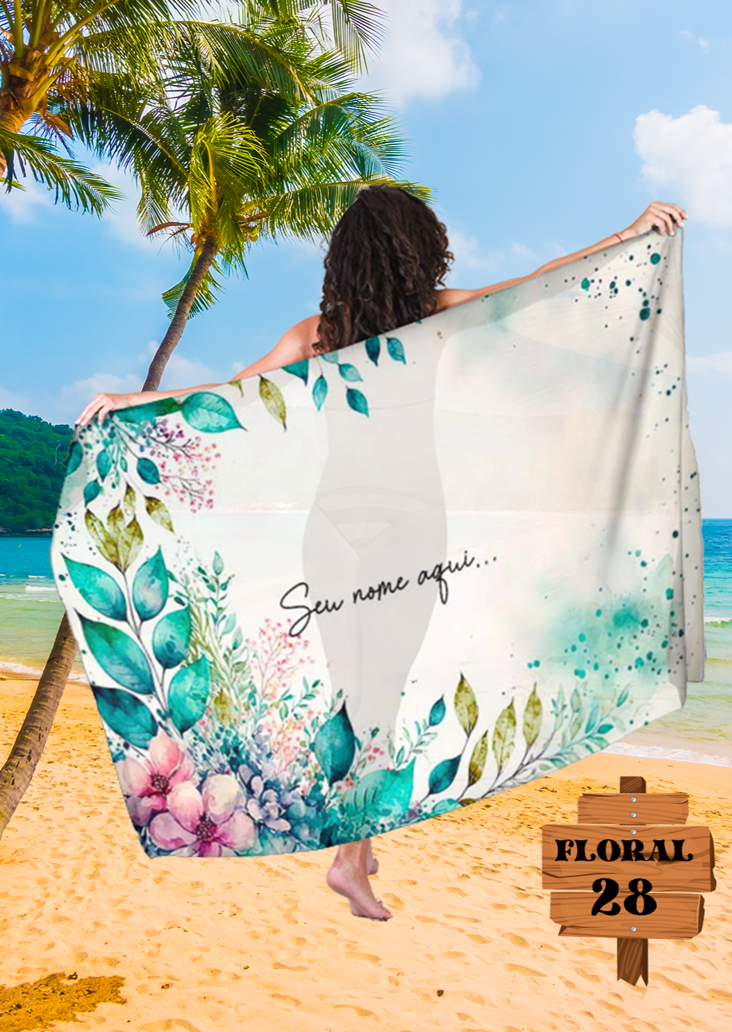 Canga Floral Personalizamos com nome 90x135cm FLORAL28