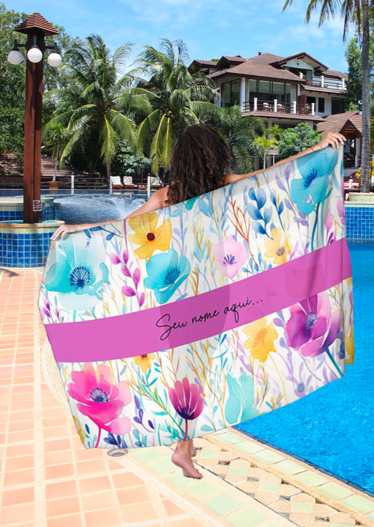 Canga Floral Personalizamos com nome 90x135cm FLORAL30