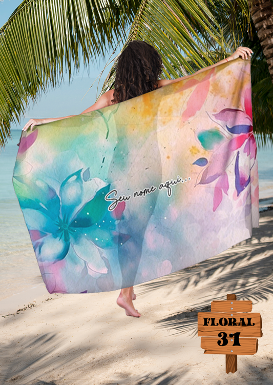 Canga Floral Personalizamos com nome 90x135cm FLORAL31