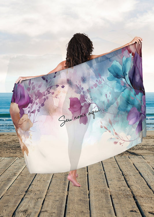 Canga Floral Personalizamos com nome 90x135cm FLORAL34