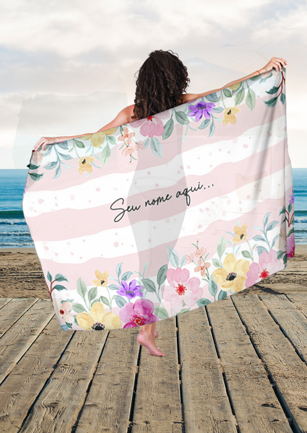 Canga Floral Personalizamos com nome 90x135cm FLORAL44