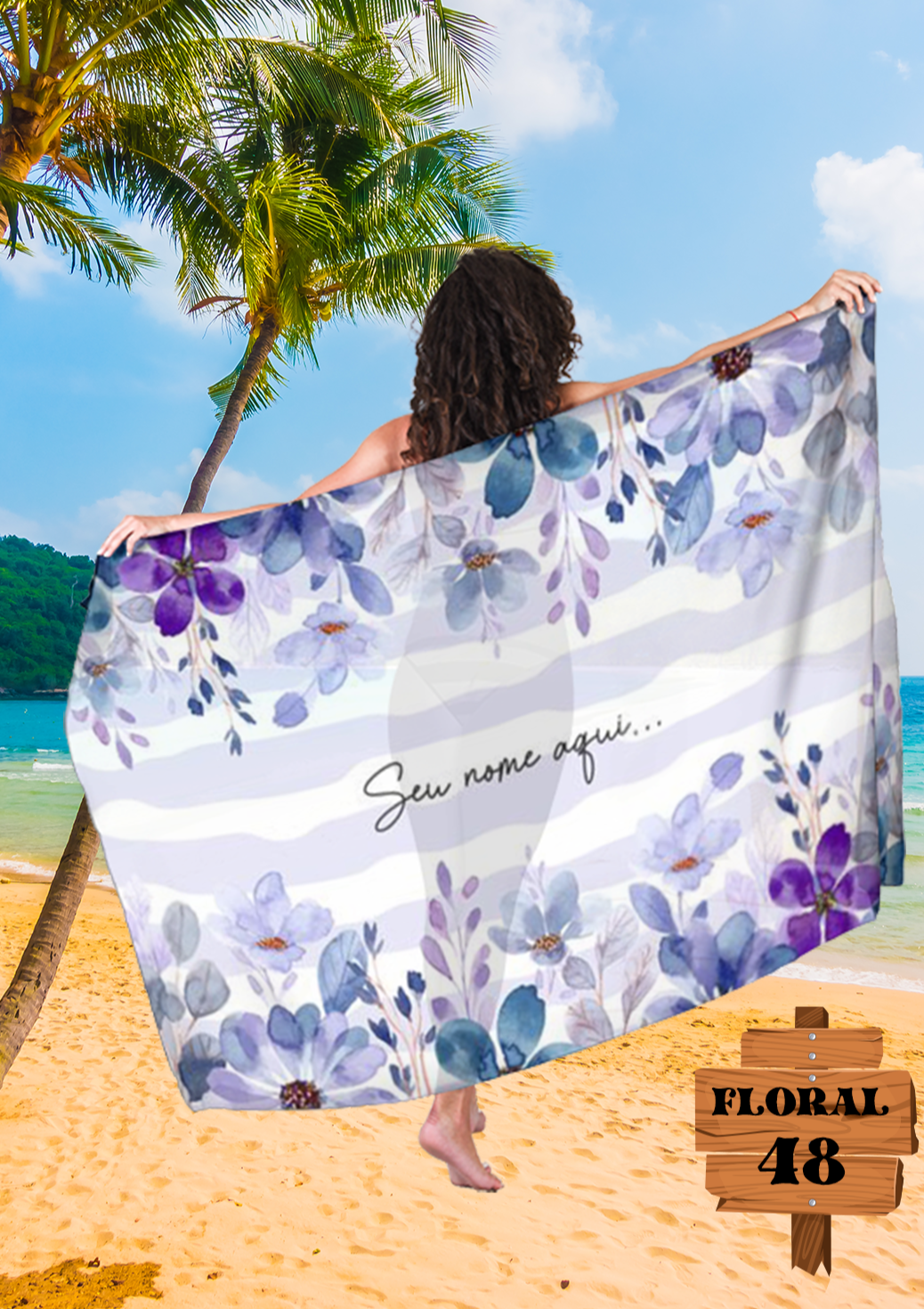 Canga Floral Personalizamos com nome 90x135cm FLORAL48