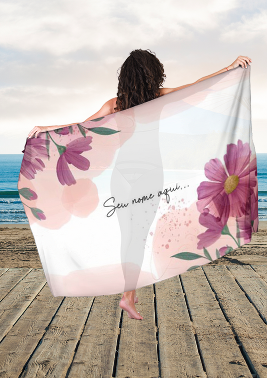 Canga Floral Personalizamos com nome 90x135cm FLORAL49