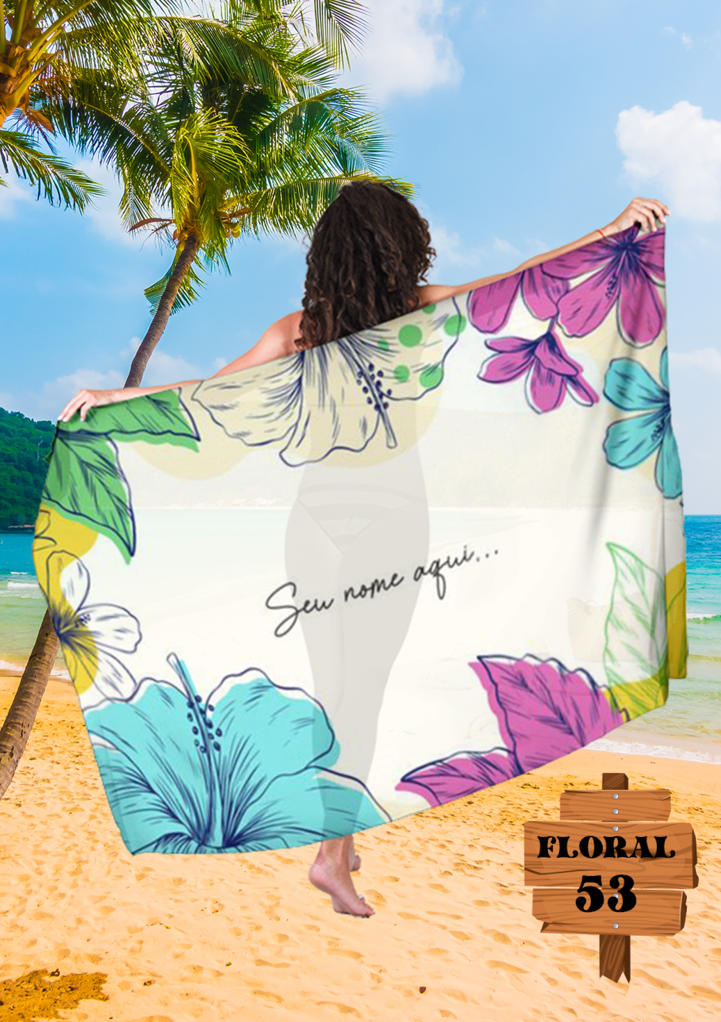 Canga Floral Personalizamos com nome 90x135cm FLORAL53