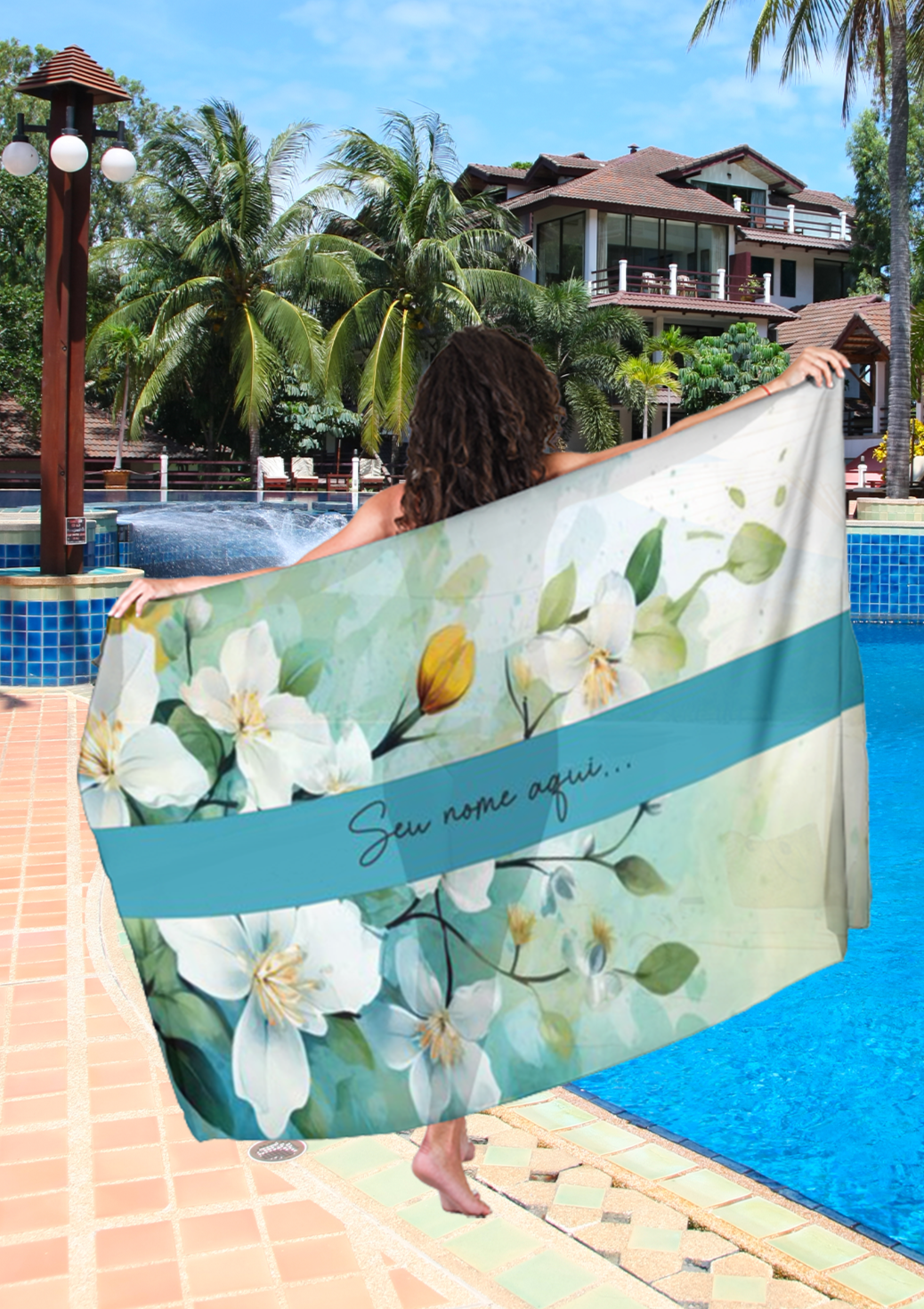 Canga Floral Personalizamos com nome 90x135cm FLORAL55