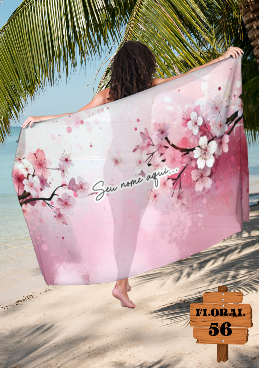 Canga Floral Personalizamos com nome 90x135cm FLORAL56