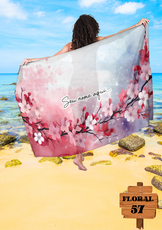 Canga Floral Personalizamos com nome 90x135cm FLORAL57