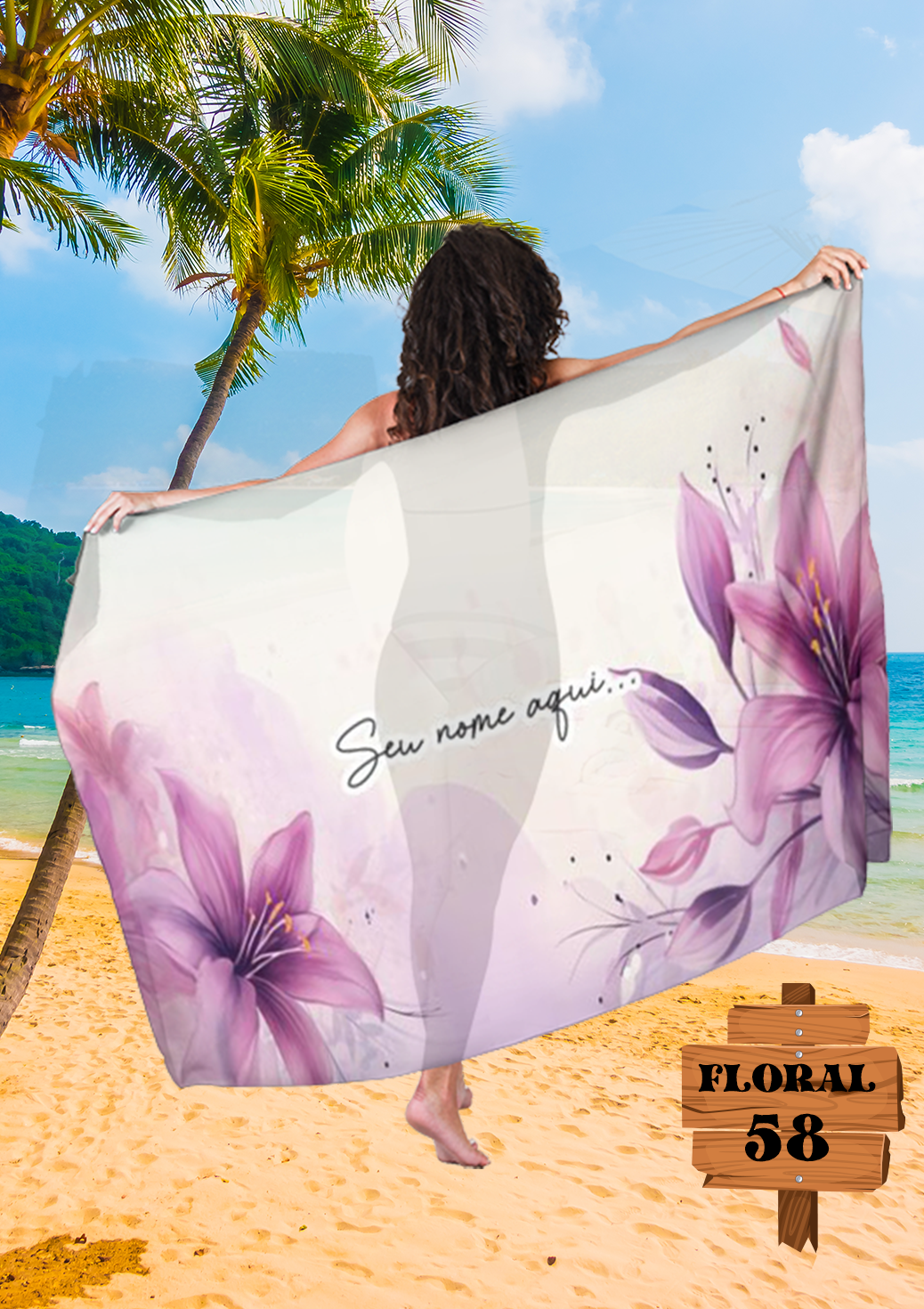 Canga Floral Personalizamos com nome 90x135cm FLORAL58