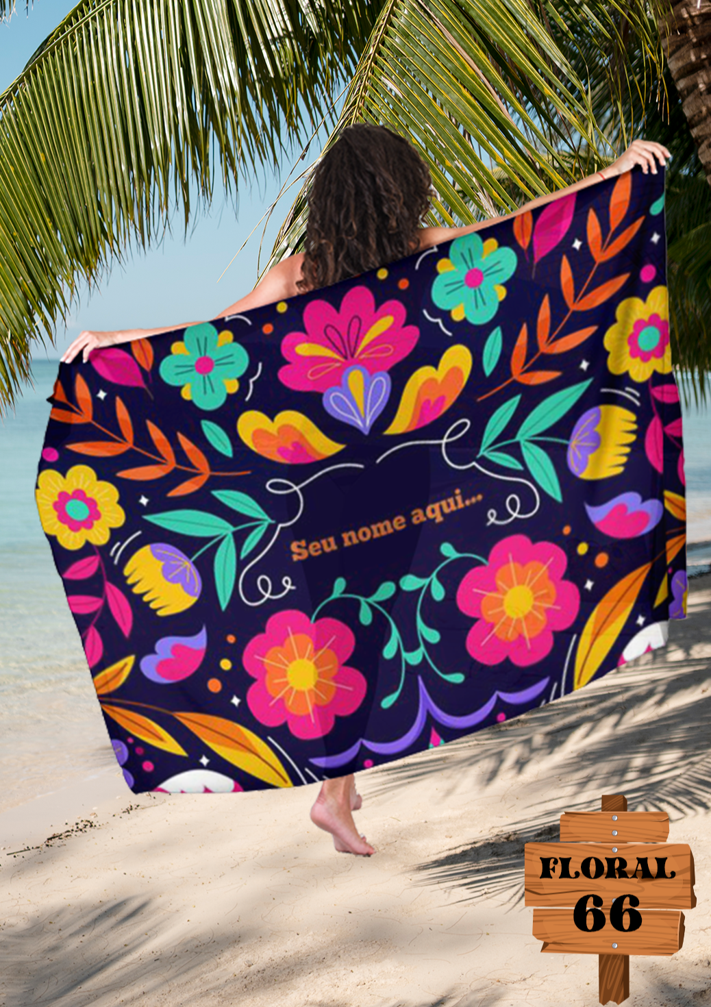 Canga Floral Personalizamos com nome 90x135cm FLORAL66