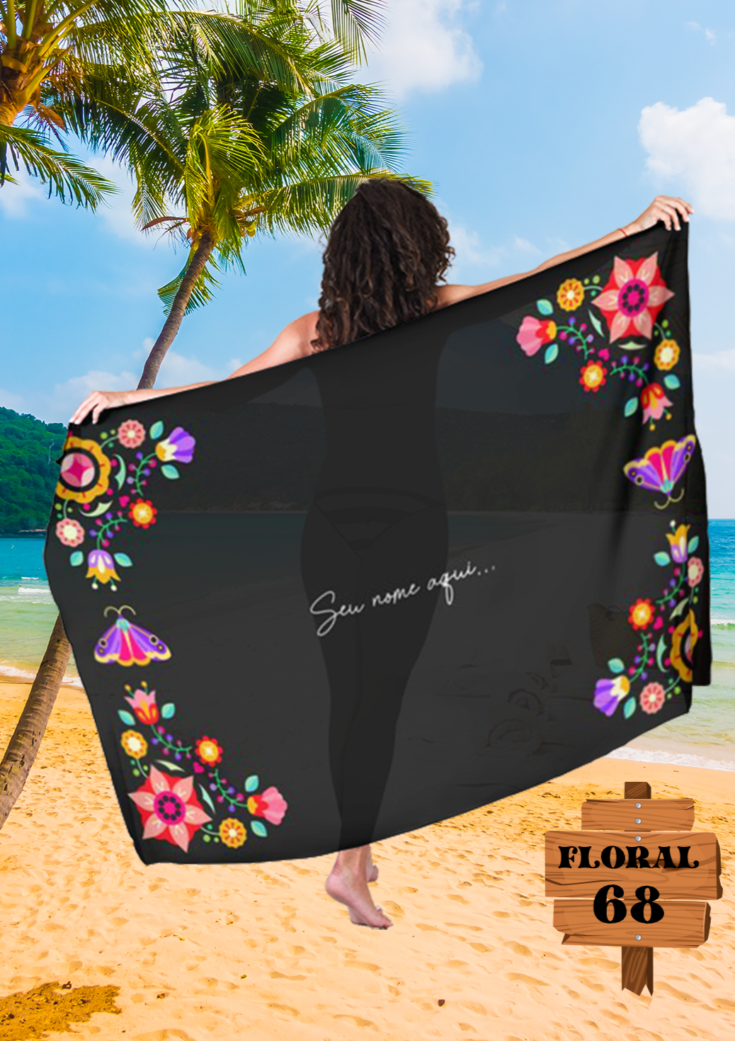 Canga Floral Personalizamos com nome 90x135cm FLORAL68