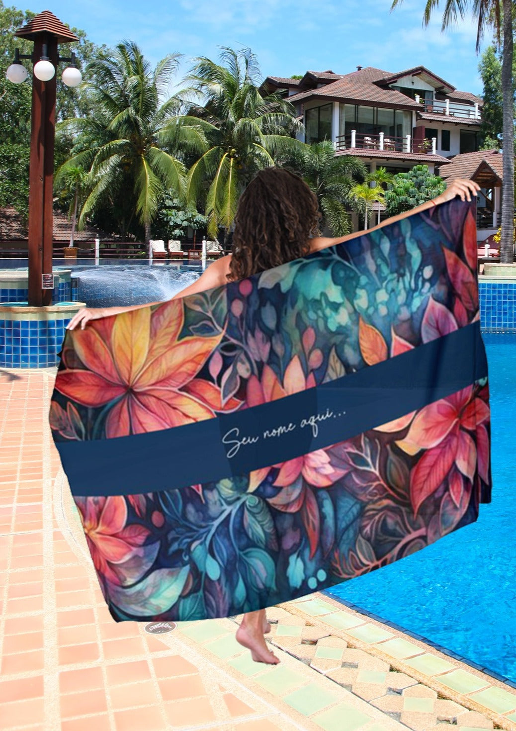 Canga Floral Personalizamos com nome 90x135cm FLORAL70