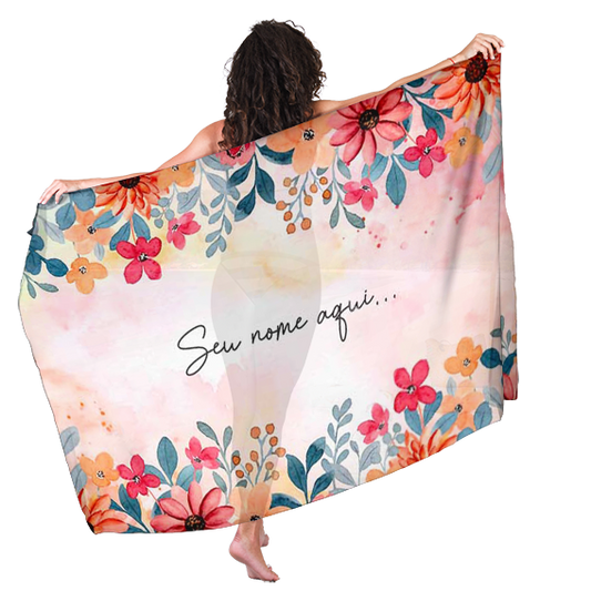 Canga Floral Personalizamos com nome 90x135cm FLORAL04