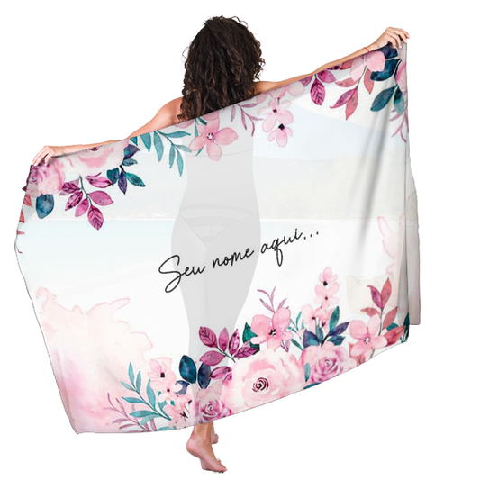 Canga Floral Personalizamos com nome 90x135cm FLORAL05