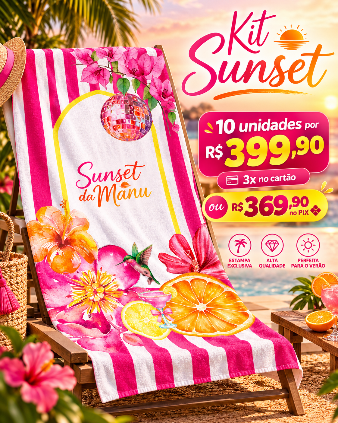 Kit 10 Toalhas Sunset