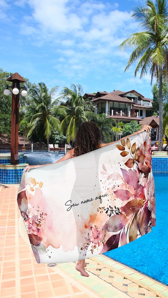 Canga de Praia Floral 35 Personalizada com Nome