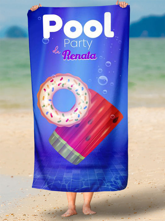 Toalha de Pool Party Festa Na Piscina Nome Personalizada